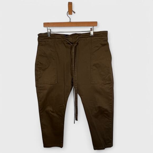 Current Elliott Pants Size Medium Olive Crop Pull On Drawstring Waist Pockets - Picture 3 of 9